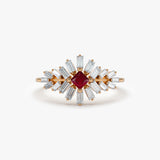 14K Baguette Diamond Ring with a Square Ruby 14K Rose Gold Ferkos Fine Jewelry
