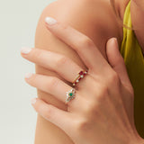 14K Baguette Diamond Ring with a Square Emerald  Ferkos Fine Jewelry