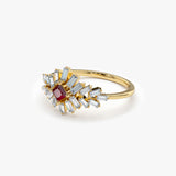 14K Baguette Diamond Ring with a Square Ruby  Ferkos Fine Jewelry