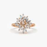 14K Ballerina Baguette Diamond Cluster Ring 14K Rose Gold Ferkos Fine Jewelry