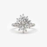 14K Ballerina Baguette Diamond Cluster Ring 14K White Gold Ferkos Fine Jewelry