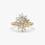 14K Ballerina Baguette Diamond Cluster Ring 14K Gold Ferkos Fine Jewelry