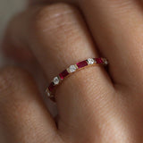 14k Ruby Baguette and Diamond Stackable Wedding Ring  Ferkos Fine Jewelry