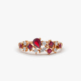14k Ruby and Diamond Mixed Shape Cluster Ring 14K Rose Gold Ferkos Fine Jewelry