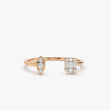 14K Gold Diamond Baguette Cuff Ring 14K Rose Gold Ferkos Fine Jewelry