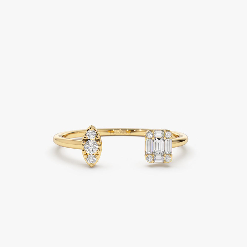 14K Gold Diamond Baguette Cuff Ring 14K Gold Ferkos Fine Jewelry