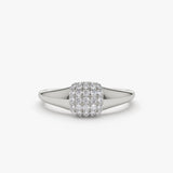 14k Pave Diamond Pinky Ring 14K White Gold Ferkos Fine Jewelry