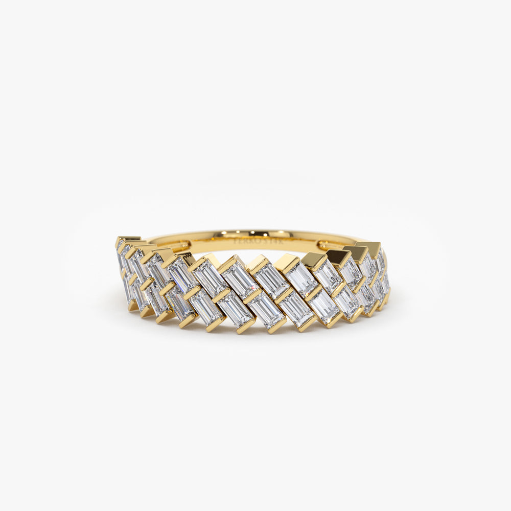 14k Double Row Diagonal Baguette Ring 14K Gold Ferkos Fine Jewelry