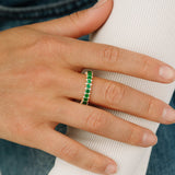 14k Full Eternity Round Emerald and Diamond Anniversary Ring  Ferkos Fine Jewelry