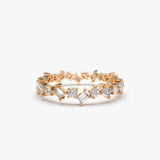 14k Baguette and Round Diamond Full Eternity Ring 14K Rose Gold Ferkos Fine Jewelry
