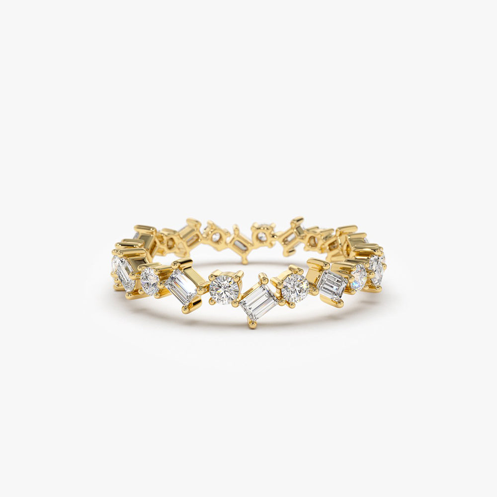 14k Baguette and Round Diamond Full Eternity Ring 14K Gold Ferkos Fine Jewelry