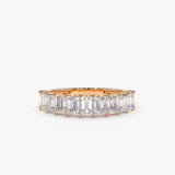 14k 1 Carat Emerald Cut Diamond Wedding Band 14K Rose Gold Ferkos Fine Jewelry