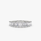 14k 1 Carat Emerald Cut Diamond Wedding Band 14K White Gold Ferkos Fine Jewelry