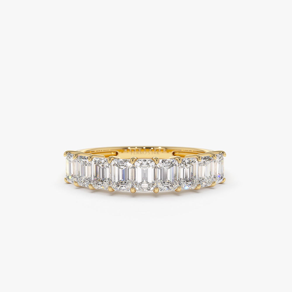 14k 1 Carat Emerald Cut Diamond Wedding Band 14K Gold Ferkos Fine Jewelry