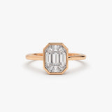 14k Emerald Cut Illusion Mosaic Solitaire Engagement Ring 14K Rose Gold Ferkos Fine Jewelry