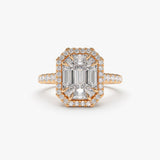 14k Emerald Cut Illusion Halo Setting Engagement Ring 14K Rose Gold Ferkos Fine Jewelry