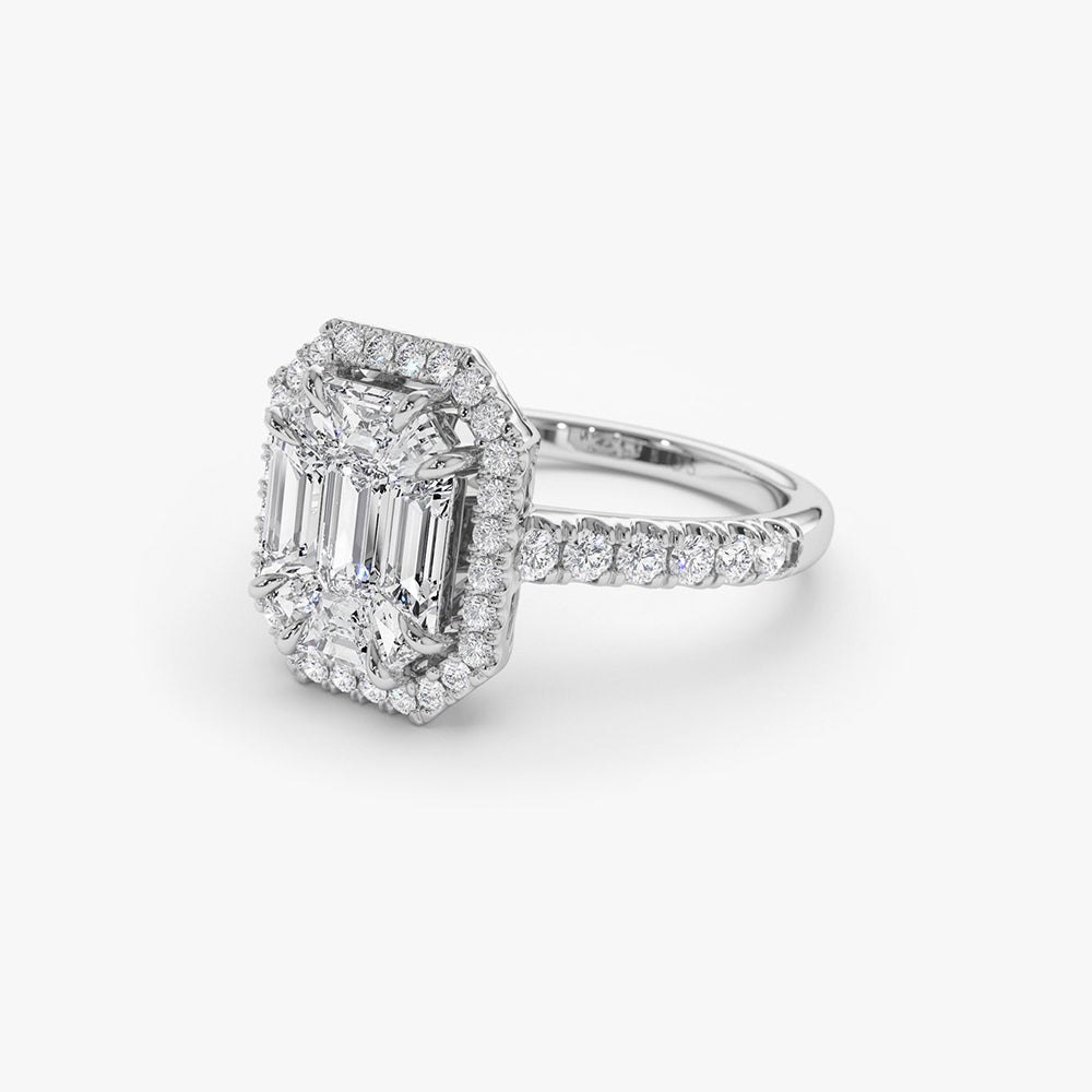 14k Emerald Cut Illusion Mosaic Solitaire Engagement Ring – FERKOS FJ