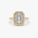 14k Emerald Cut Illusion Halo Setting Engagement Ring 14K Gold Ferkos Fine Jewelry