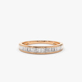 14k 3MM Baguette Diamond Channel Setting Ring 14K Rose Gold Ferkos Fine Jewelry