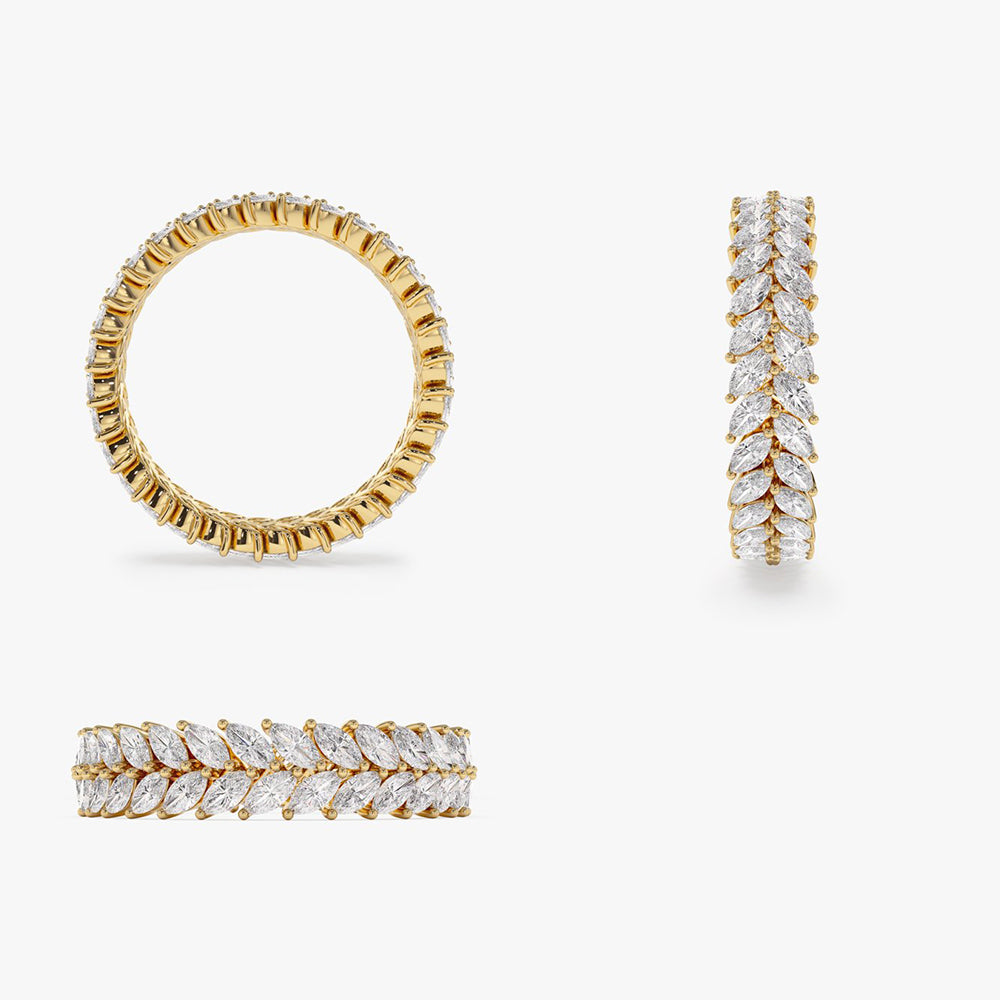 14k Gold Double Row Marquise Diamond Anniversary Ring – FERKOS FJ