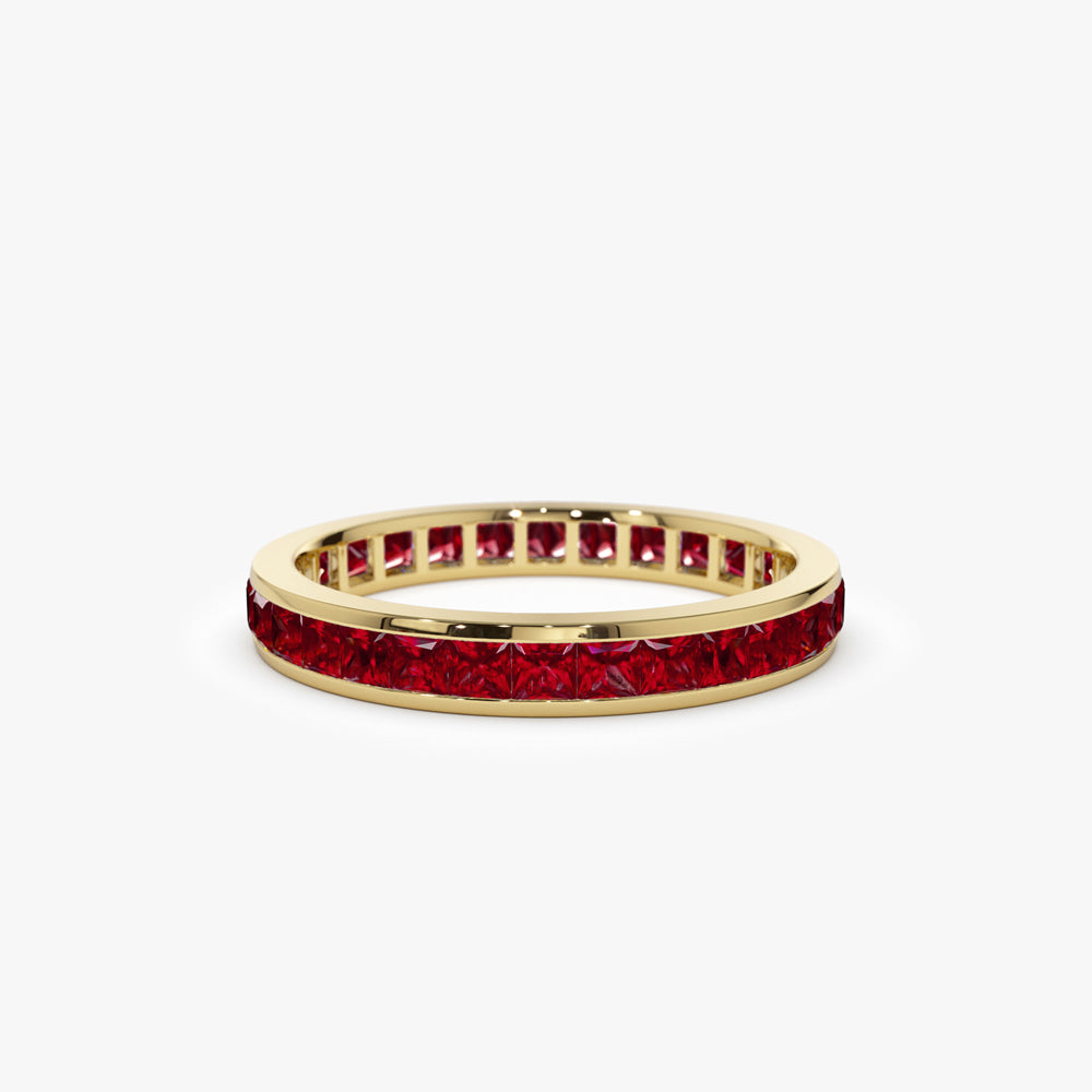 14k Gold Full Eternity Princess Cut Ruby Ring 14K Gold Ferkos Fine Jewelry