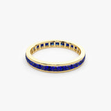 14k Gold Full Eternity Princess Cut Sapphire Ring  Ferkos Fine Jewelry