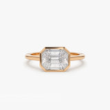 14k East West Illusion Setting Emerald Pie Cut Diamond Ring 14K Rose Gold Ferkos Fine Jewelry