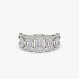 14k Baguette Diamond Ring in Halo Setting 14K White Gold Ferkos Fine Jewelry