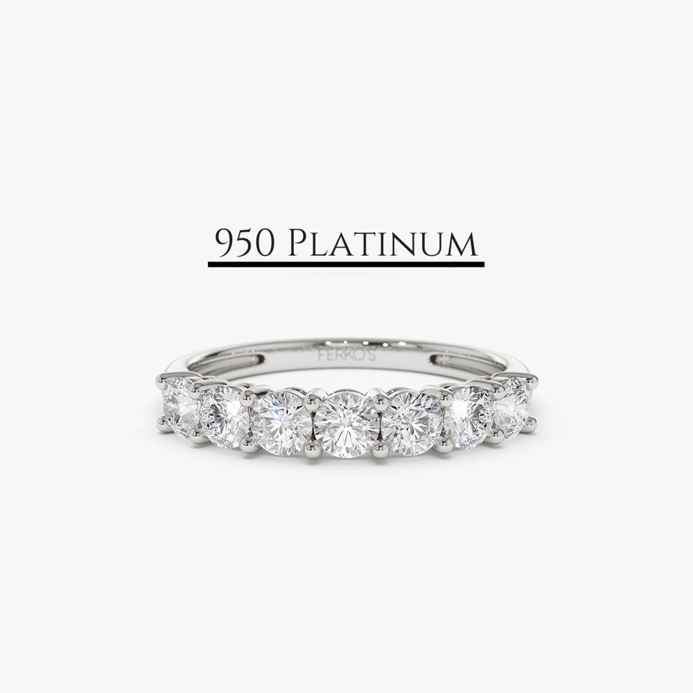Platinum 7 Stone Basket Setting Diamond Wedding Ring 0.70ctw 3 Ferkos Fine Jewelry