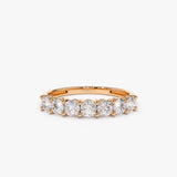 14k 7 Stone Basket Setting Diamond Ring 14K Rose Gold Ferkos Fine Jewelry