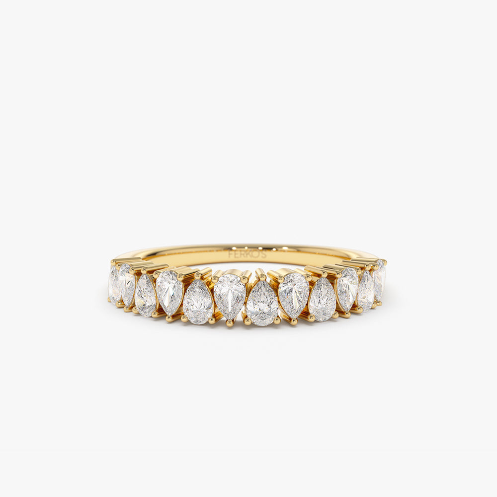 14k Pear Shape HalF Eternity Diamond Band 14K Gold Ferkos Fine Jewelry