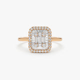 14k Unique Baguette Diamond Statement Ring 14K Rose Gold Ferkos Fine Jewelry