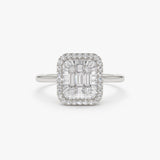14k Unique Baguette Diamond Statement Ring 14K White Gold Ferkos Fine Jewelry