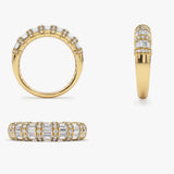 14k Dome Baguette Diamond Women's Anniversary Ring  Ferkos Fine Jewelry