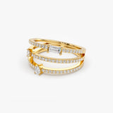 14k Gold Triple Row Mix Diamond Statement Ring  Ferkos Fine Jewelry