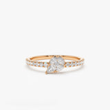 14k Pear Shape Illusion Setting Diamond Engagement Ring 14K Rose Gold Ferkos Fine Jewelry