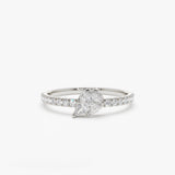 14k Pear Shape Illusion Setting Diamond Engagement Ring 14K White Gold Ferkos Fine Jewelry