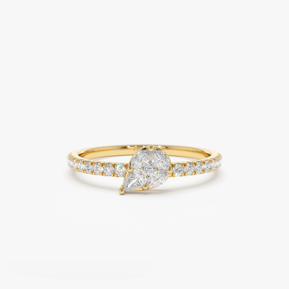 14k Pear Shape Illusion Setting Diamond Engagement Ring 14K Gold Ferkos Fine Jewelry