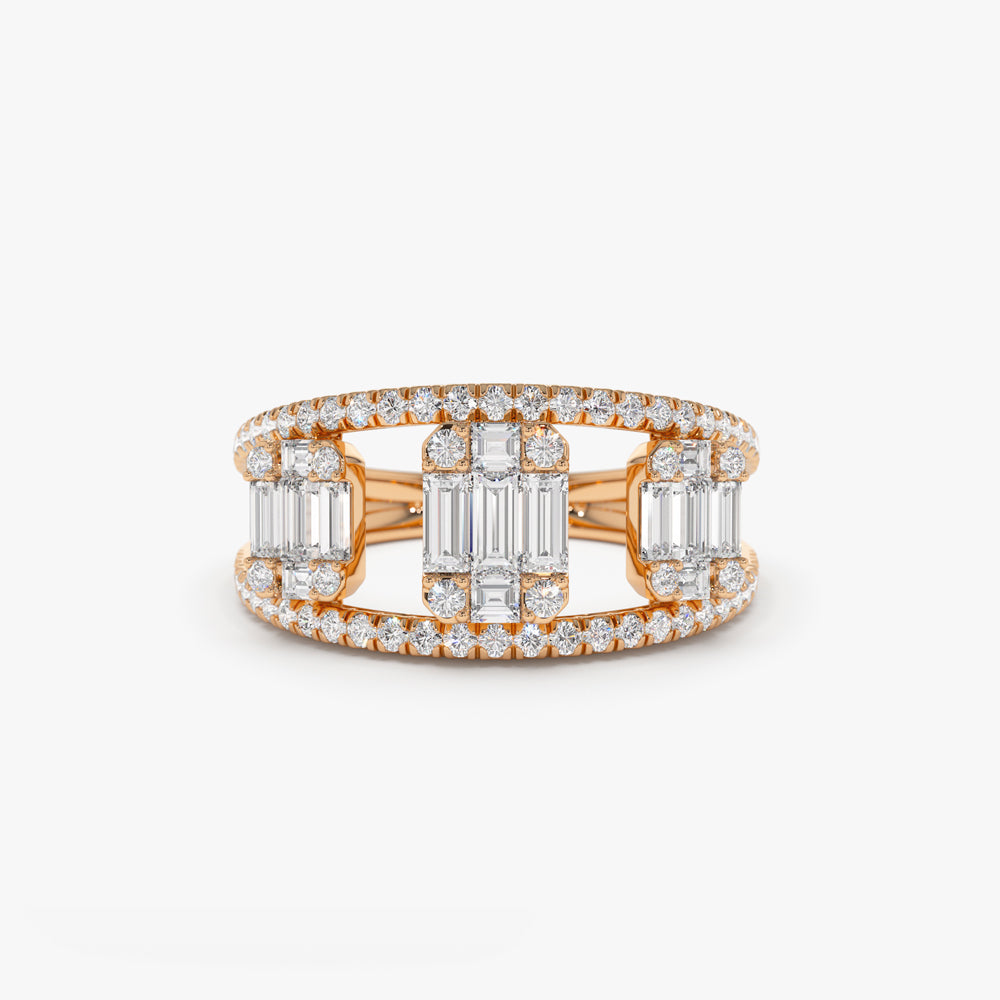 Diamond cocktail rings with baguettes Outlet