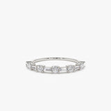 14k Baguette and Round Diamond Alternating Ring 14K White Gold Ferkos Fine Jewelry