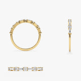 14k Baguette and Round Diamond Alternating Ring  Ferkos Fine Jewelry