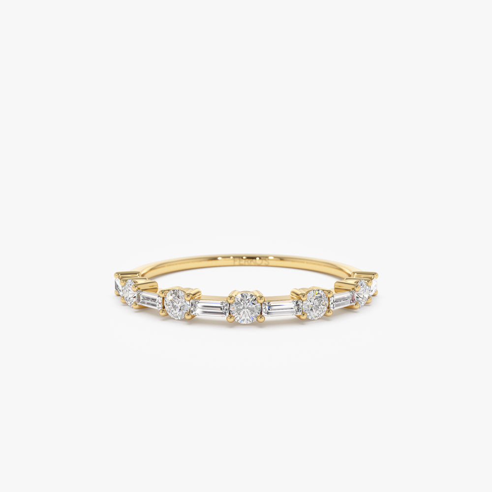 14k Baguette and Round Diamond Alternating Ring 14K Gold Ferkos Fine Jewelry