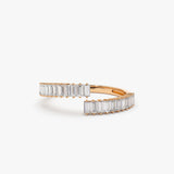 14k Baguette Diamond Bypass Ring 14K Rose Gold Ferkos Fine Jewelry