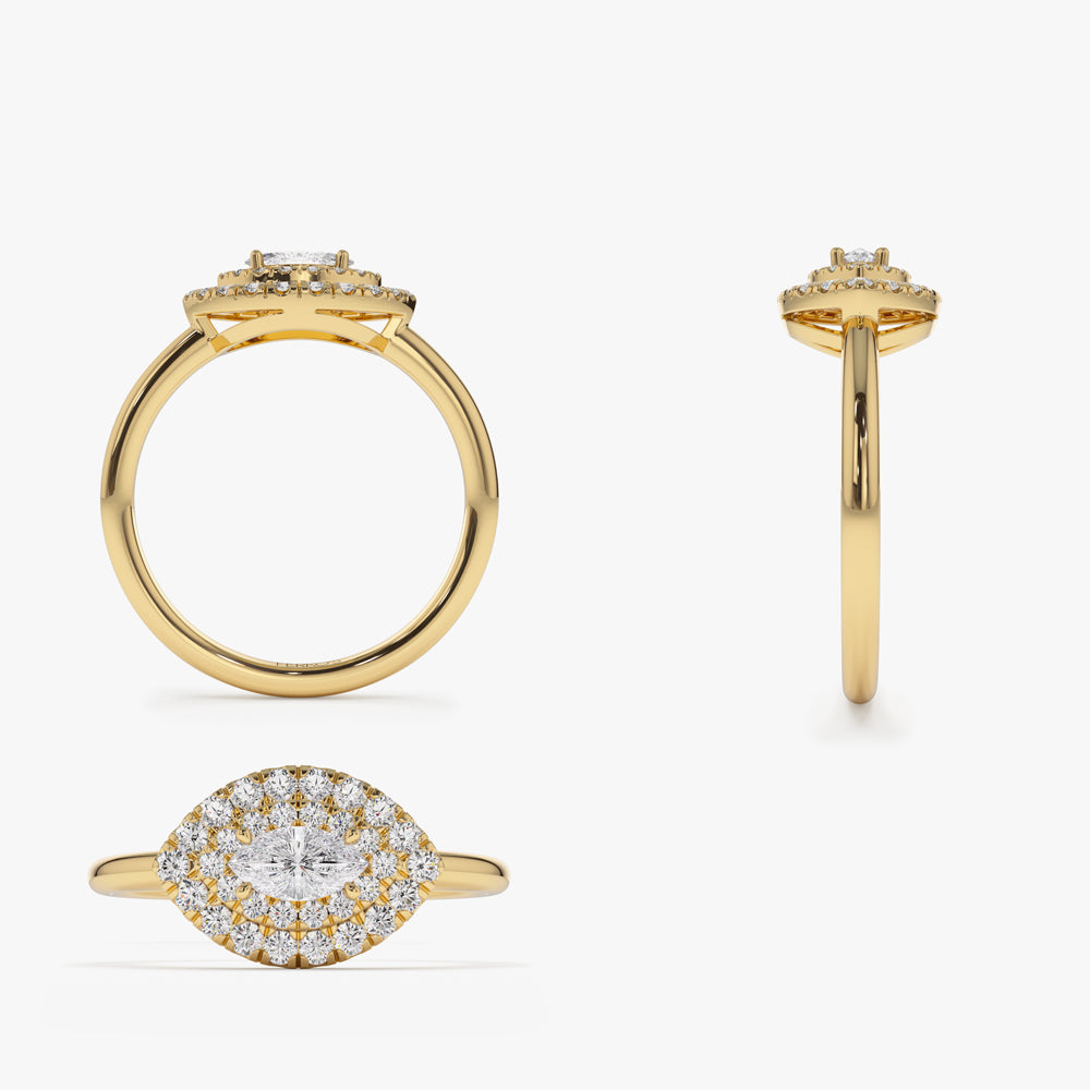 14k East to West Double Halo Marquise Diamond Ring – Ferkos Fine