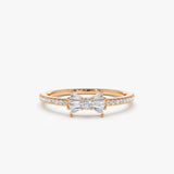 14k Baguette and Round Diamond Bow Ring 14K Rose Gold Ferkos Fine Jewelry