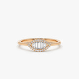 Marquise Baguette Diamond Ring in 14K 14K Rose Gold Ferkos Fine Jewelry