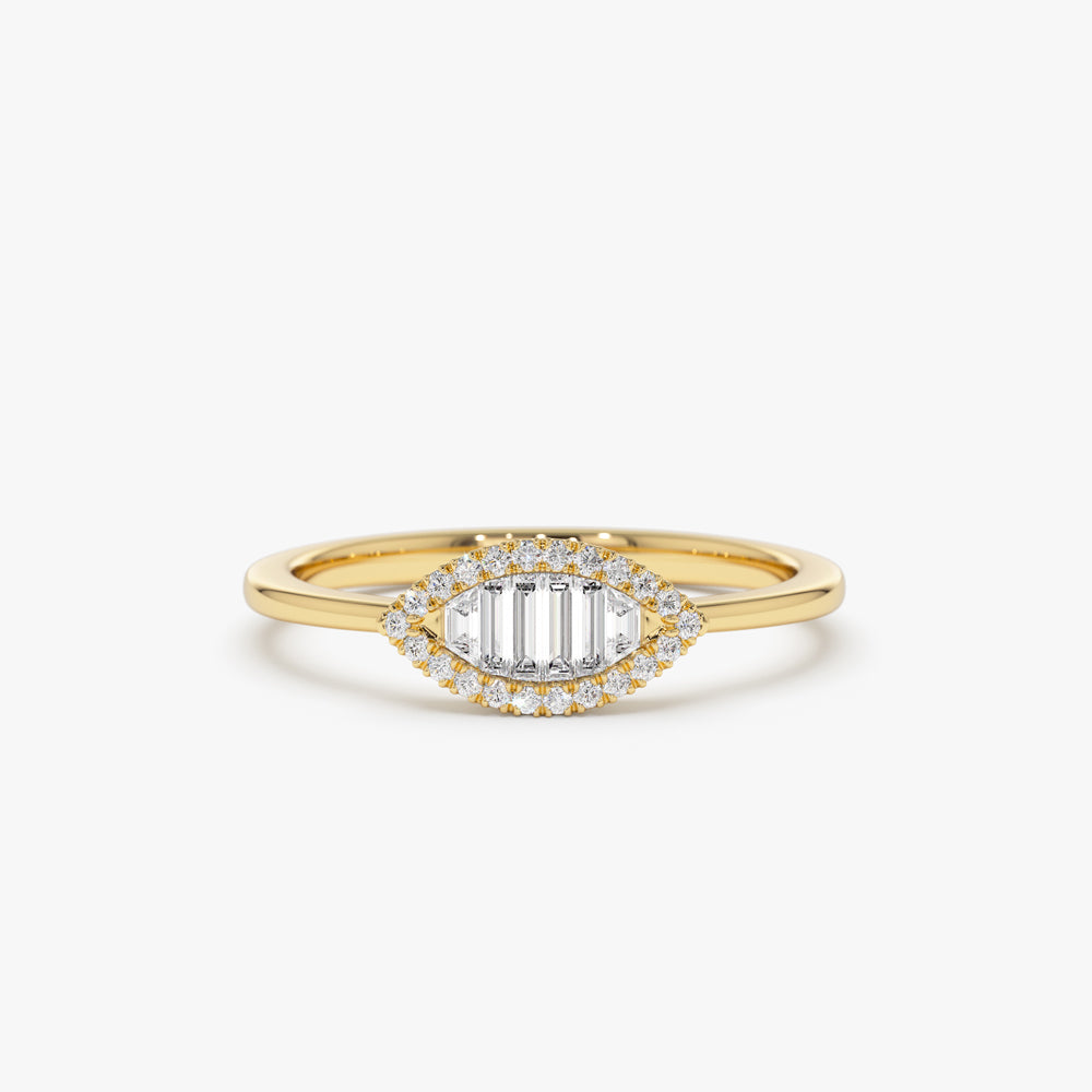 Marquise Baguette Diamond Ring in 14K 14K Gold Ferkos Fine Jewelry