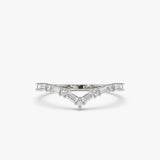 14k Baguette and Round Diamond Chevron Ring 14K White Gold Ferkos Fine Jewelry
