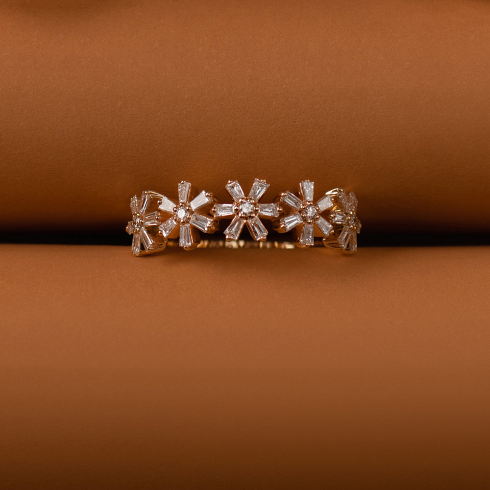 14K Baguette Diamond Multi Flower Design Ring  Ferkos Fine Jewelry