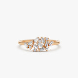 14k Baguette and Round Diamond Dainty Cluster Ring 14K Rose Gold Ferkos Fine Jewelry
